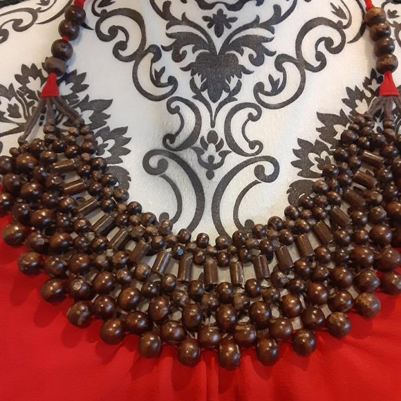 bebe lipstick red beaded front peplum top - Picture 2 of 9